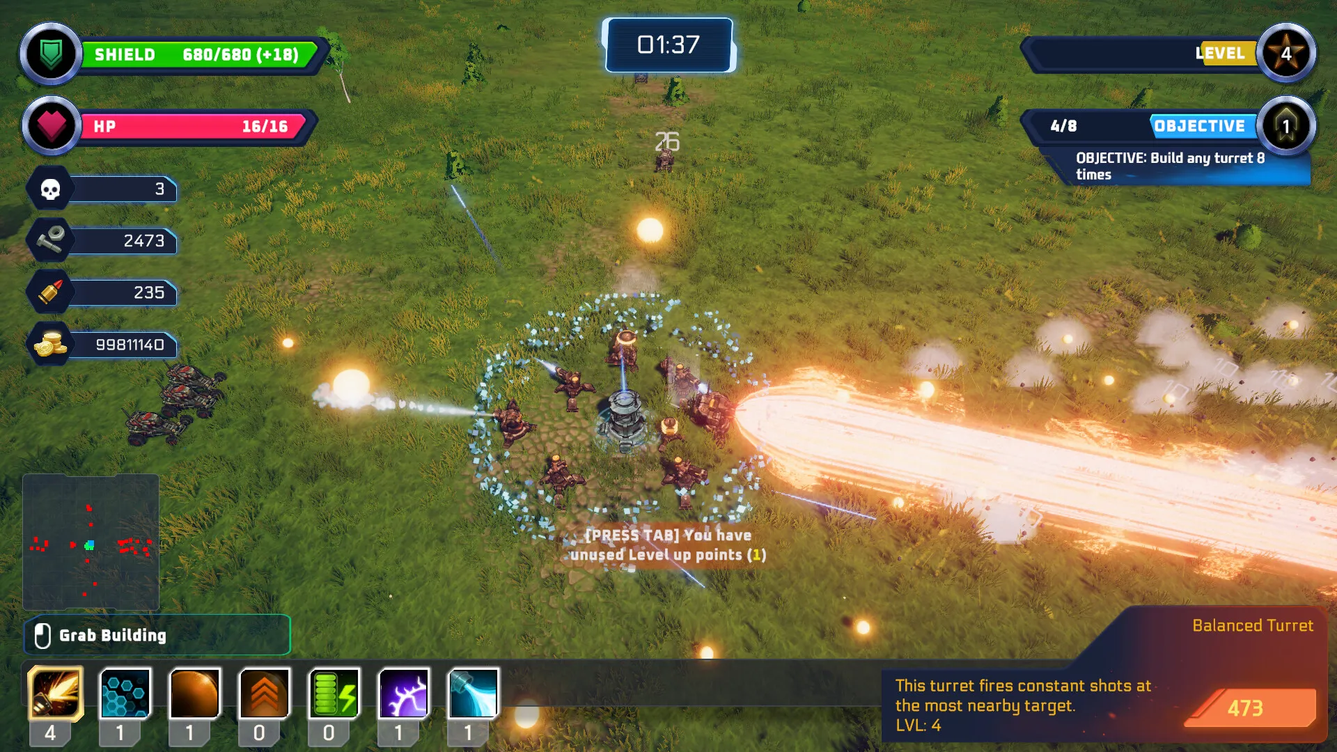 Halftime Builders : une tourelle lance-flammes défend la base