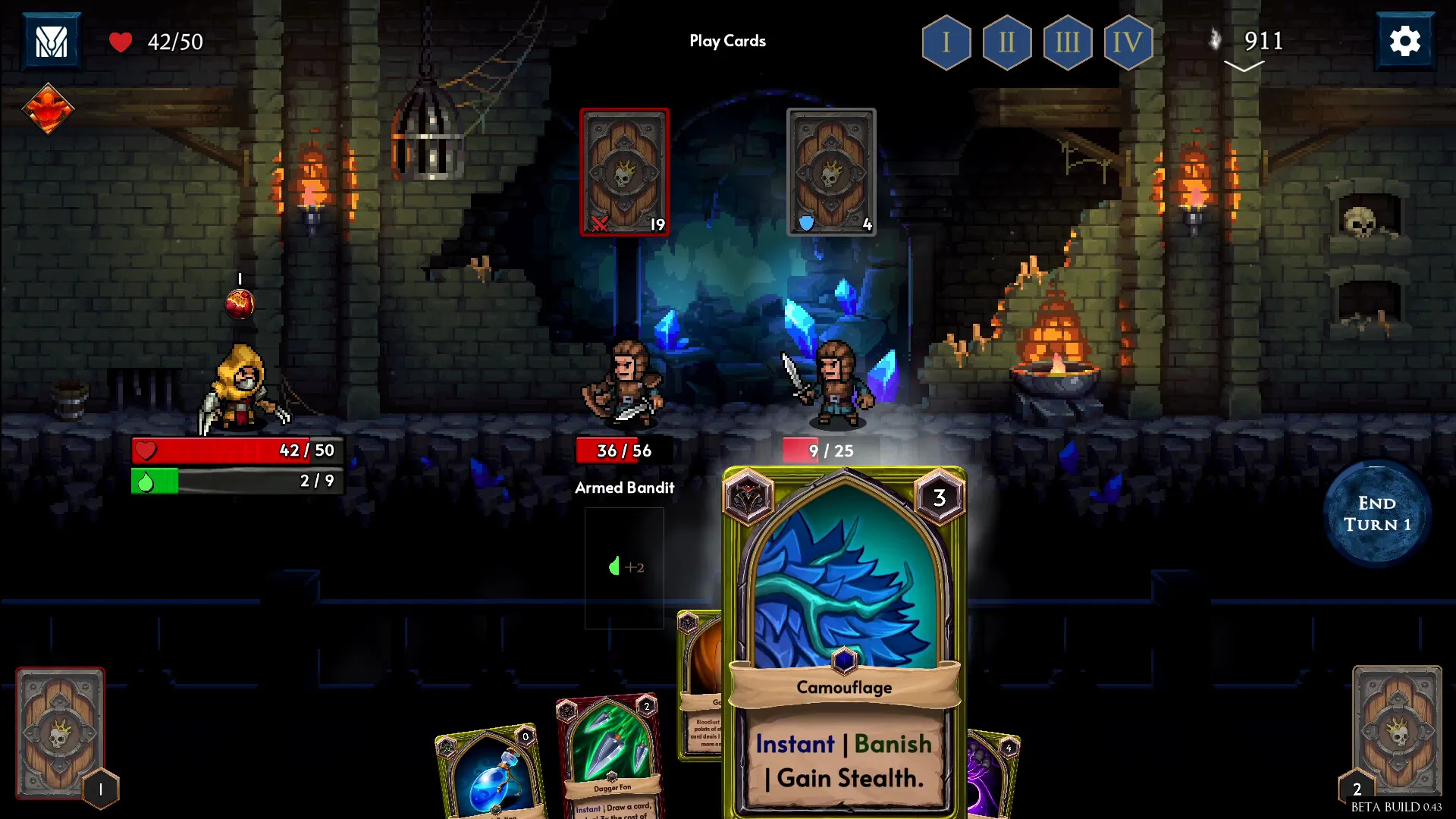 Deck of Souls: the Camouflage card up close during a battle