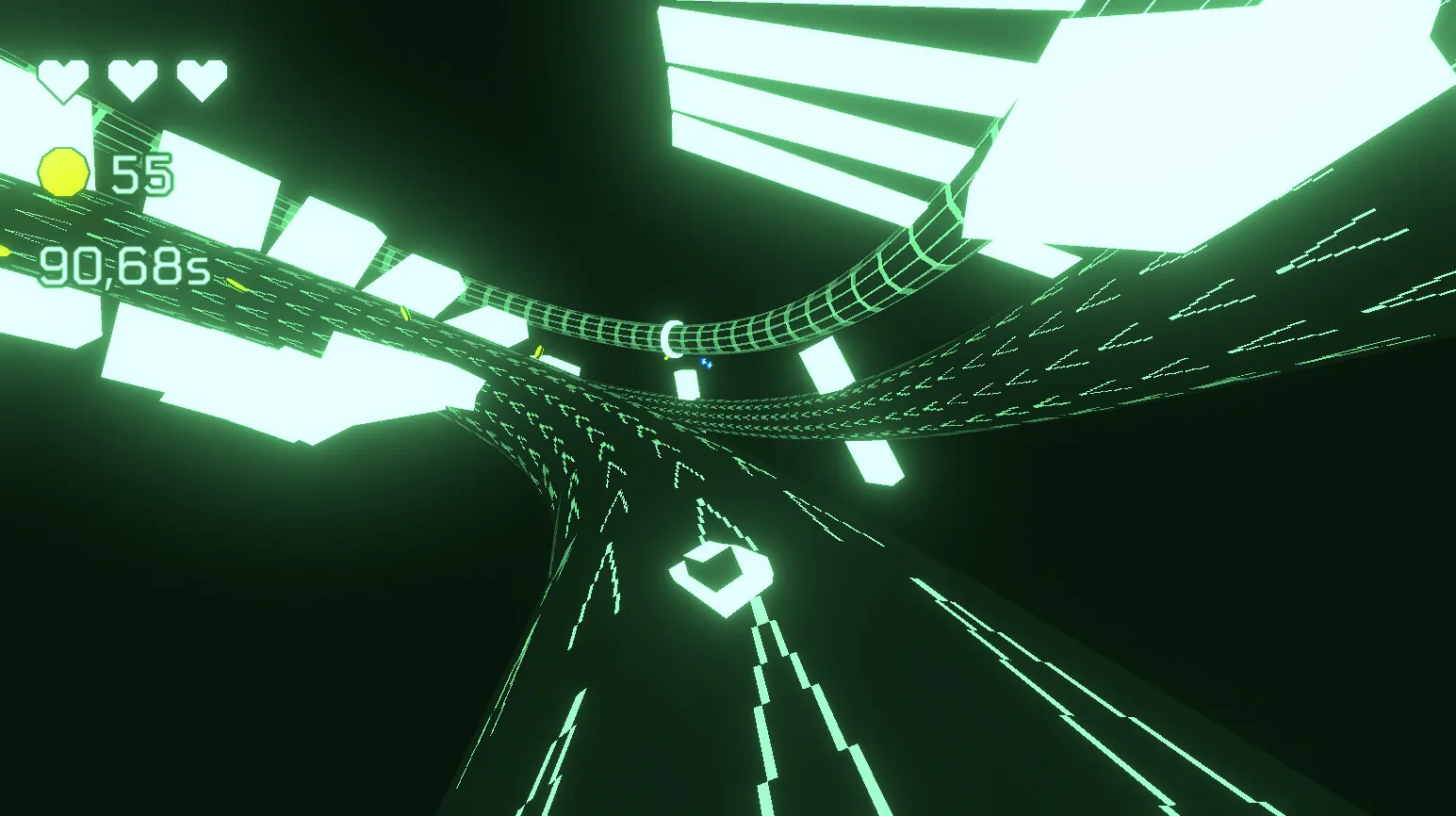 ULTRATORO: the car speeds along a green neon track